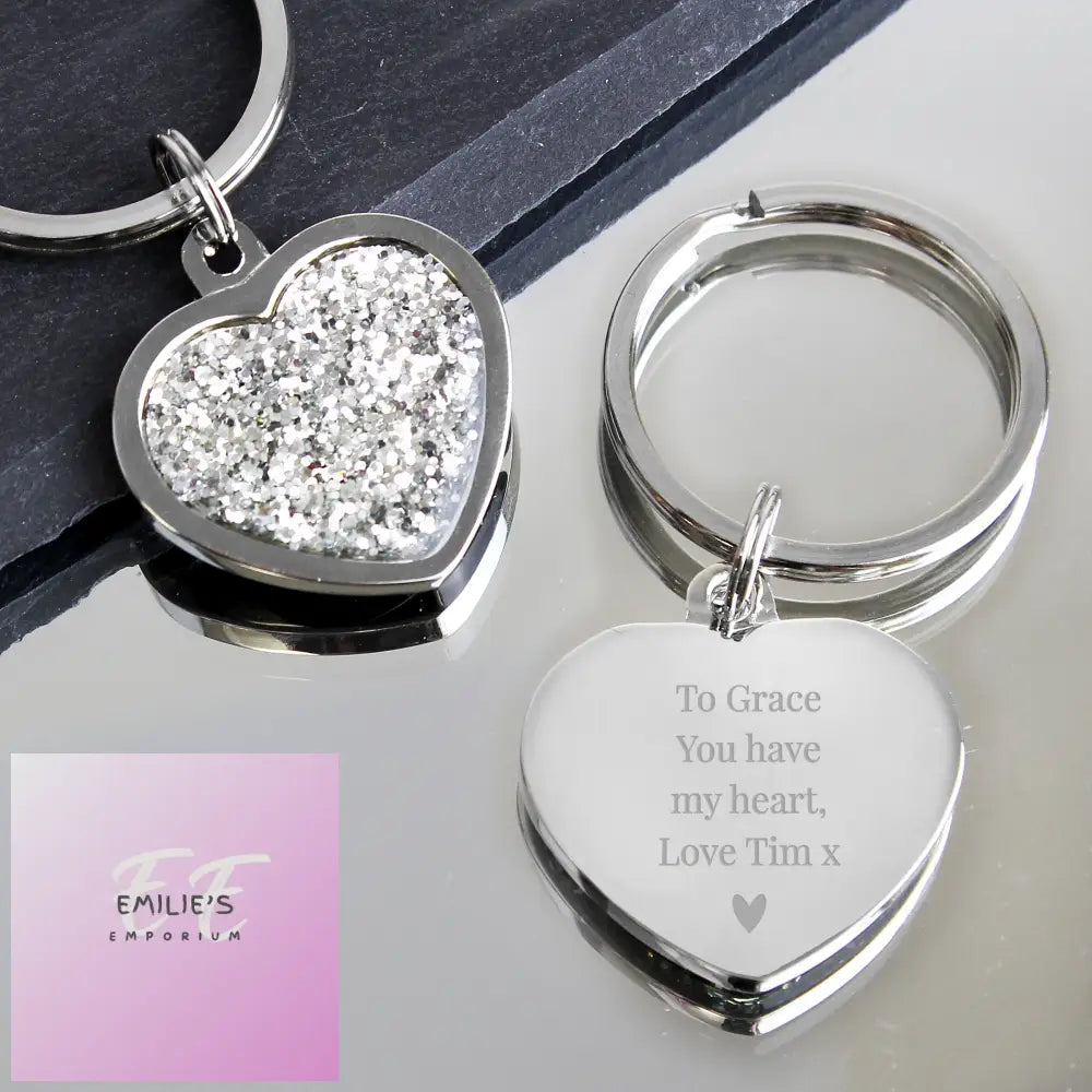 Personalised Diamante Heart Keyring