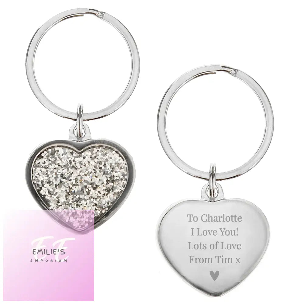 Personalised Diamante Heart Keyring