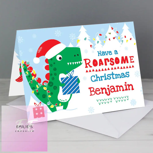 Personalised Dinosaur Have A Roarsome Christmas Card