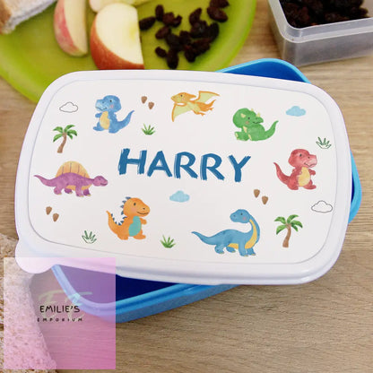 Personalised Dinosaur Name Only Blue Lunch Box