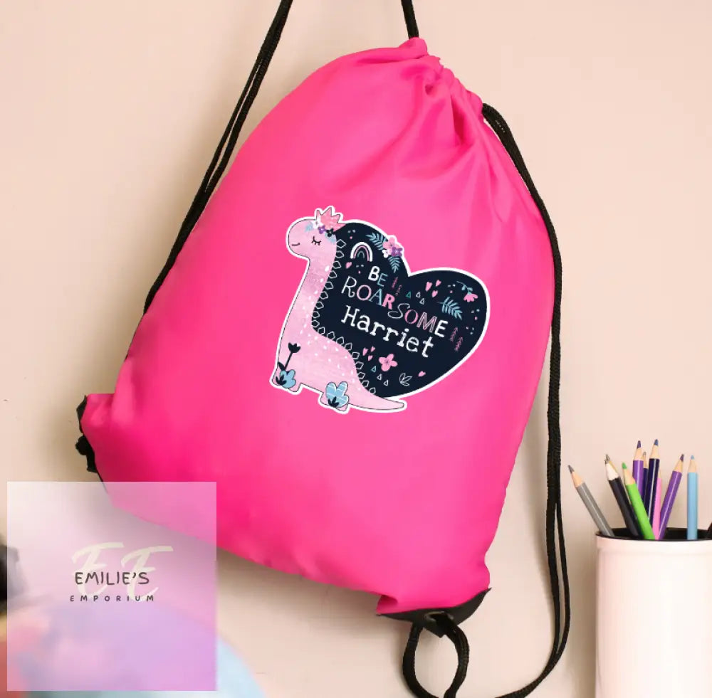 Personalised Dinosaur Pink Kit Bag