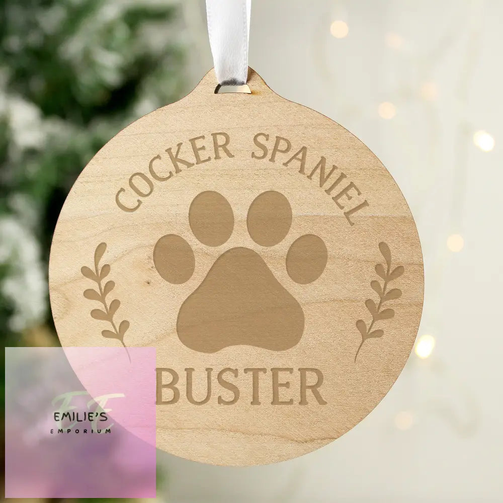 Personalised Dog Breed Round Wooden Bauble