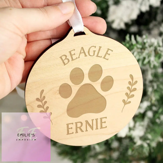Personalised Dog Breed Round Wooden Bauble