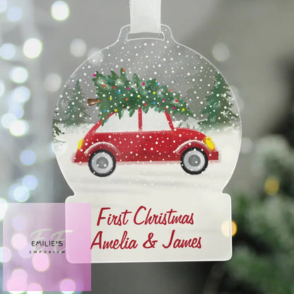 Personalised Driving Home For Christmas Acrylic Snowglobe Decoration