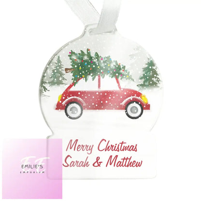 Personalised Driving Home For Christmas Acrylic Snowglobe Decoration