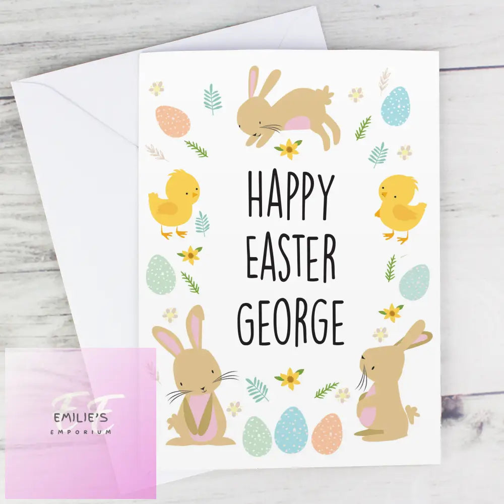 Personalised Easter Bunny & Chick Card