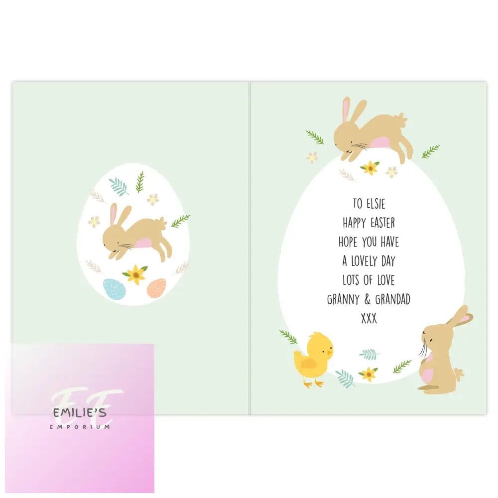 Personalised Easter Bunny & Chick Card