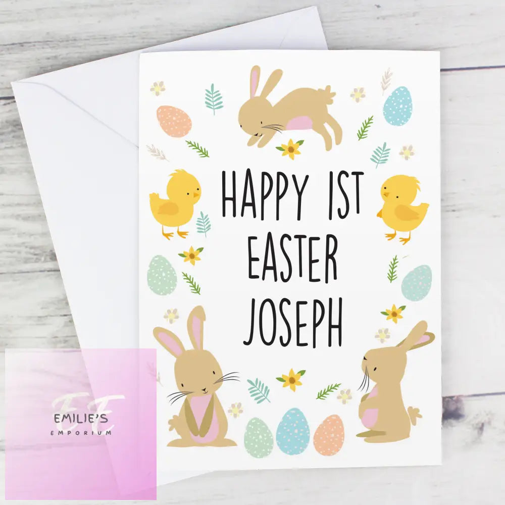 Personalised Easter Bunny & Chick Card