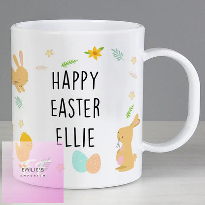 Personalised Easter Bunny & Chick Plastic Mug