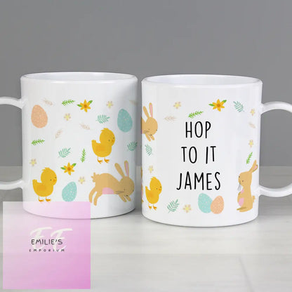 Personalised Easter Bunny & Chick Plastic Mug