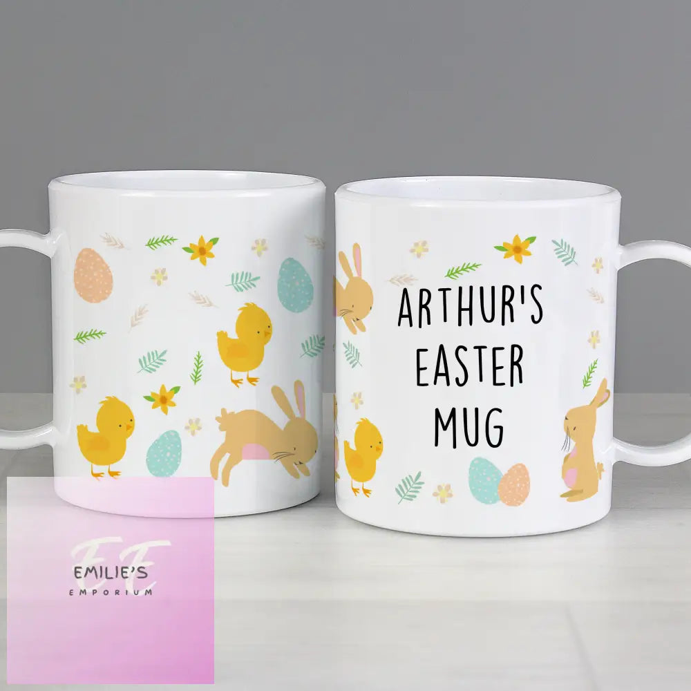 Personalised Easter Bunny & Chick Plastic Mug