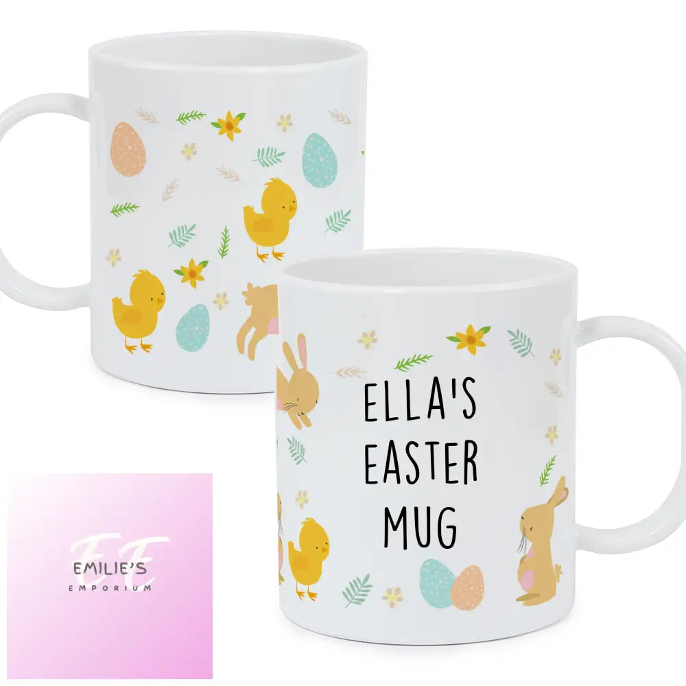 Personalised Easter Bunny & Chick Plastic Mug