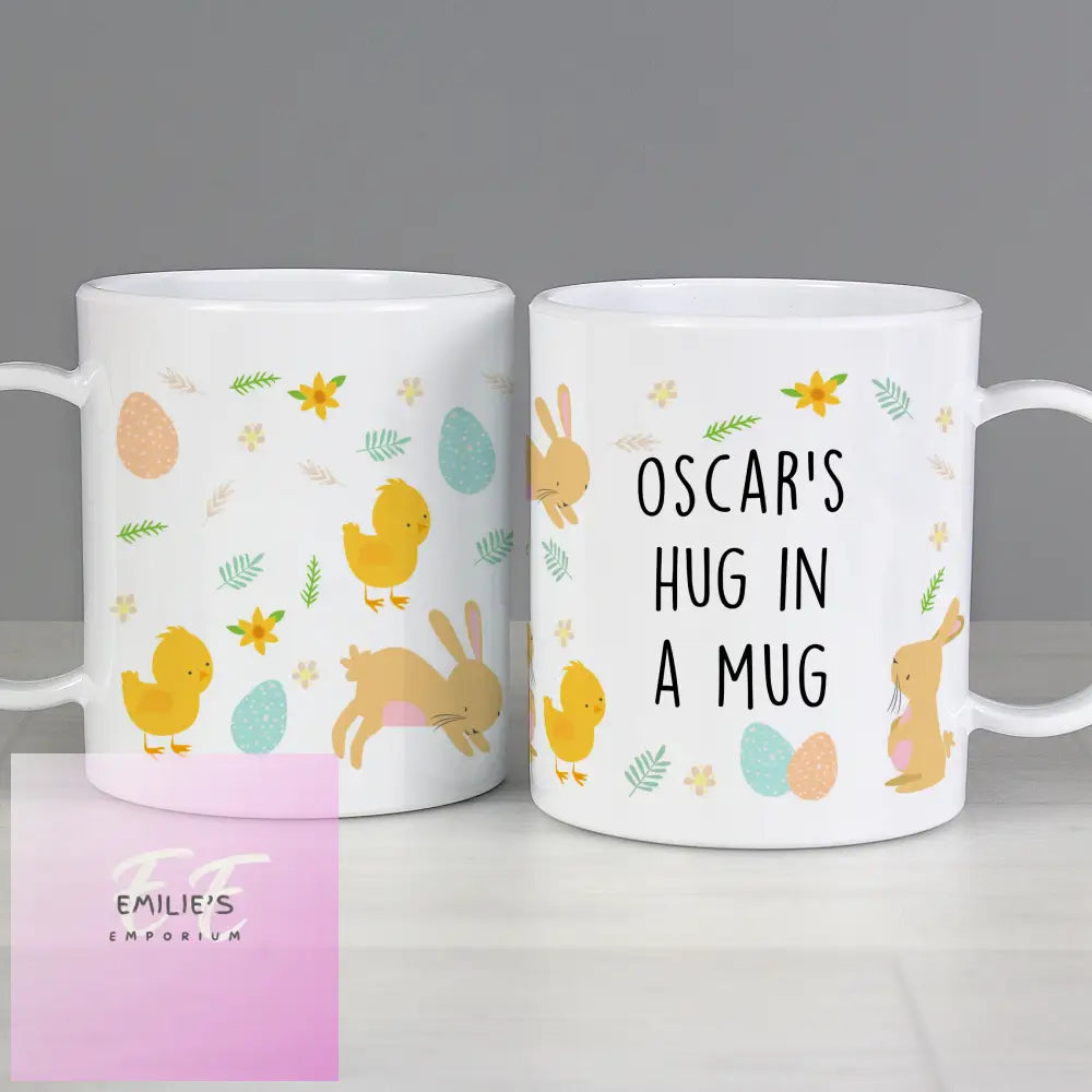 Personalised Easter Bunny & Chick Plastic Mug