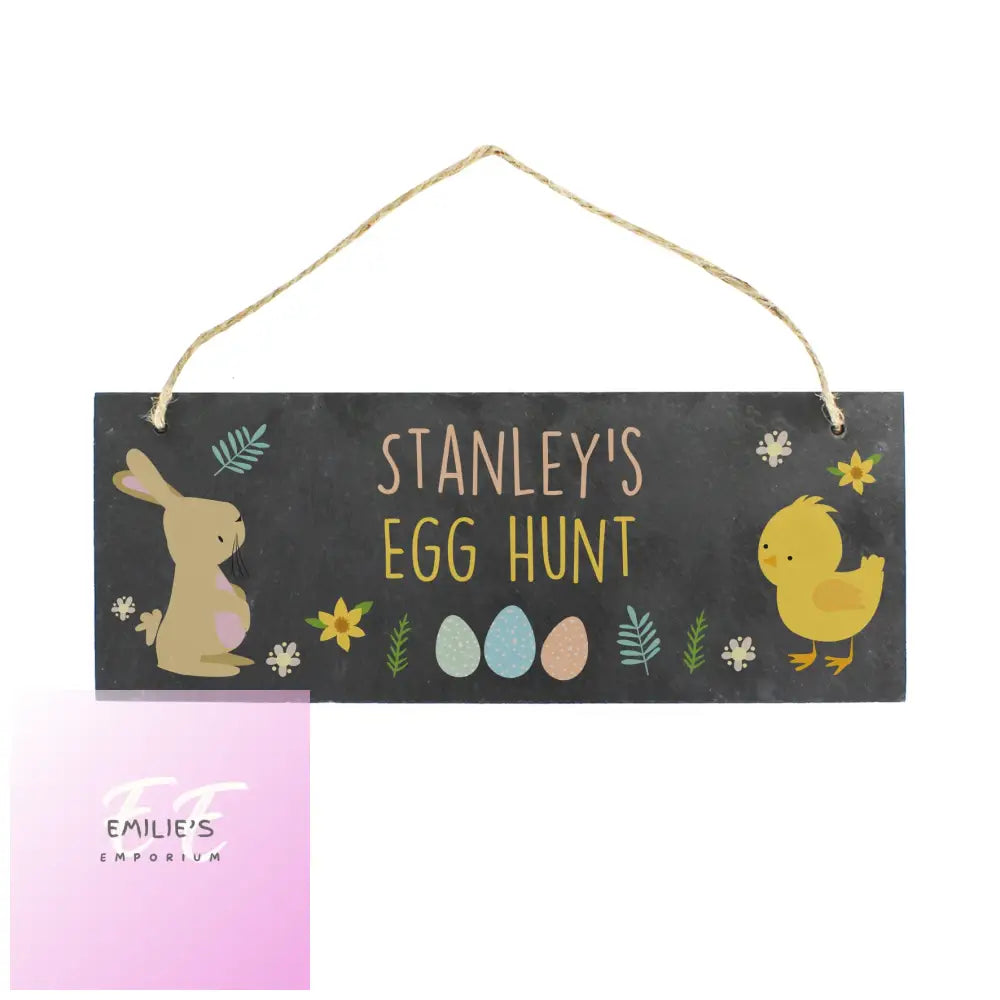 Personalised Easter Bunny & Chick Slate Door Plaque