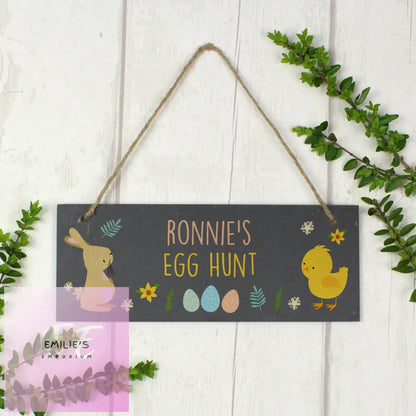 Personalised Easter Bunny & Chick Slate Door Plaque