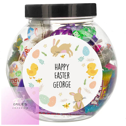 Personalised Easter Bunny & Chick Sweets Jar