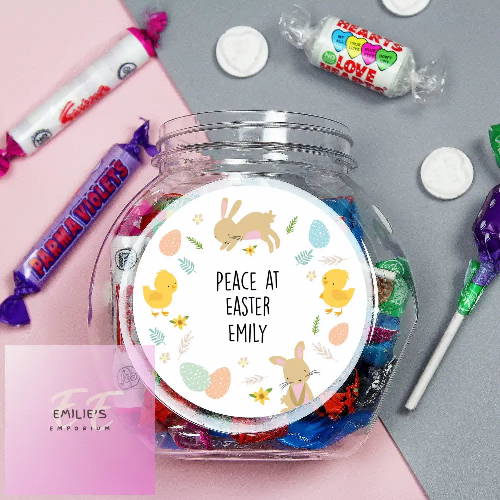 Personalised Easter Bunny & Chick Sweets Jar