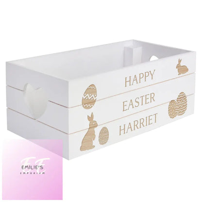 Personalised Easter Bunny White Wooden Crate