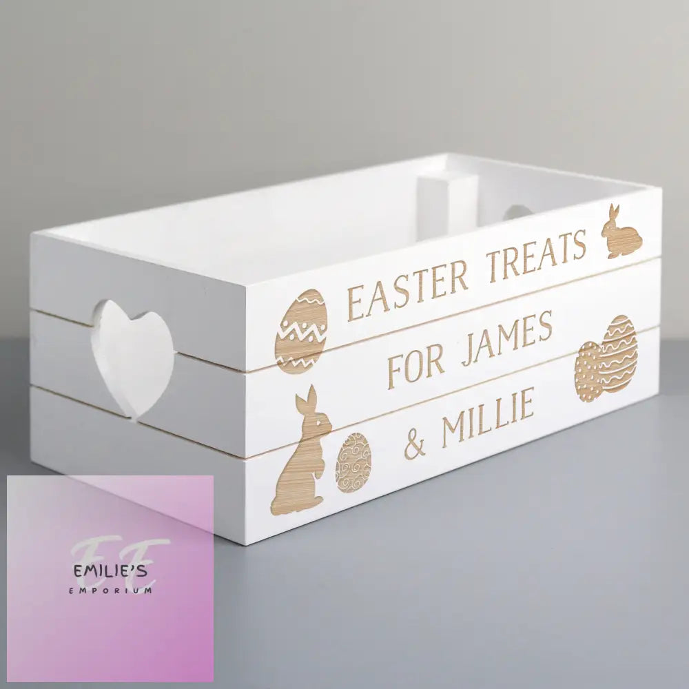 Personalised Easter Bunny White Wooden Crate