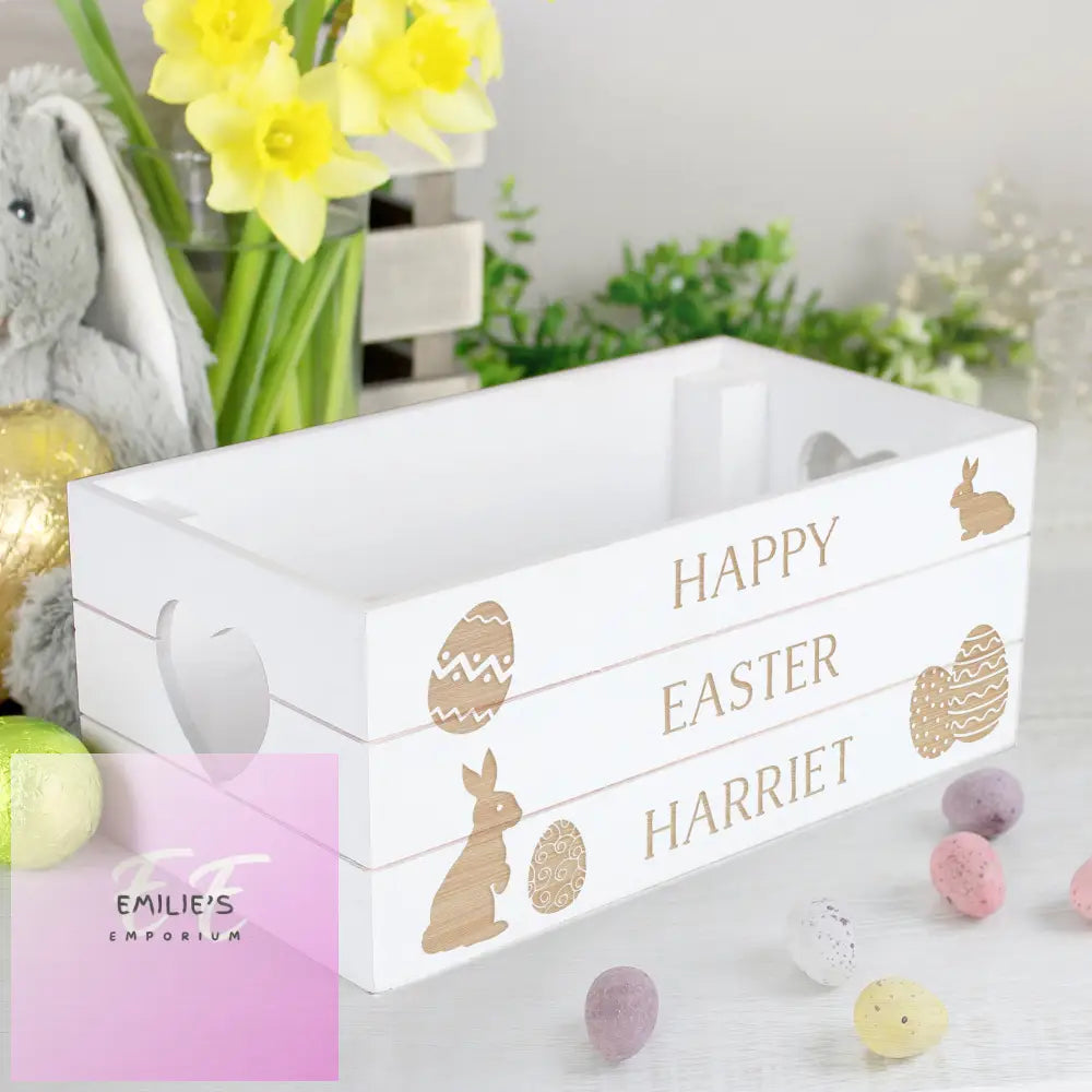 Personalised Easter Bunny White Wooden Crate