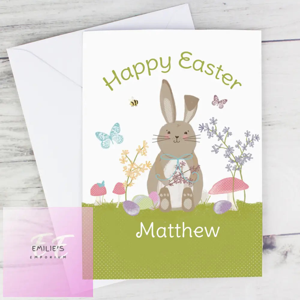 Personalised Easter Meadow Bunny Card