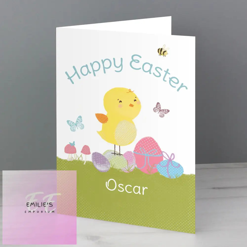Personalised Easter Meadow Chick Card