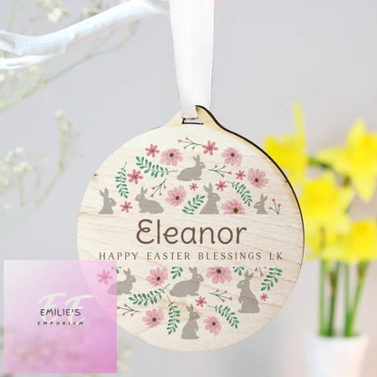 Personalised Easter Round Wooden Decoration