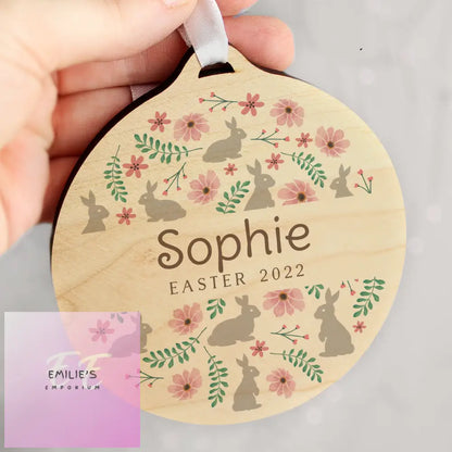 Personalised Easter Round Wooden Decoration