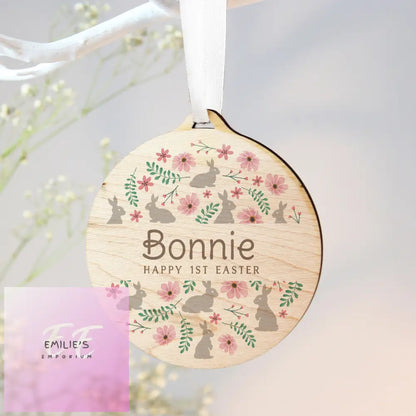 Personalised Easter Round Wooden Decoration