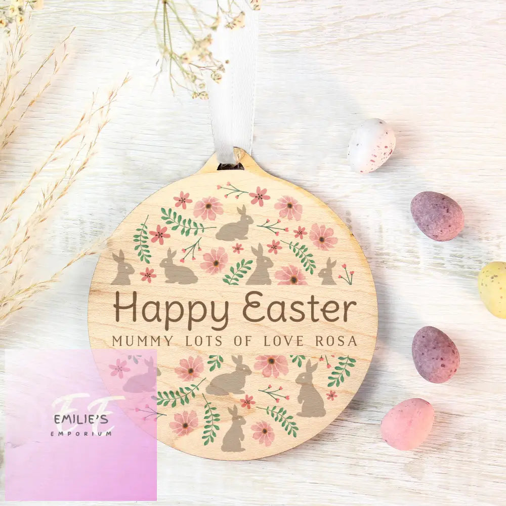 Personalised Easter Round Wooden Decoration