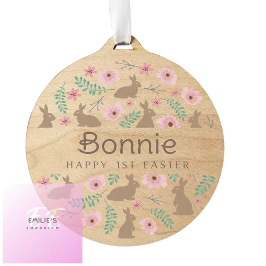 Personalised Easter Round Wooden Decoration