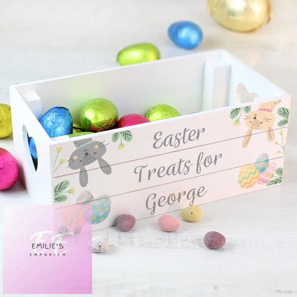 Personalised Easter White Wooden Crate