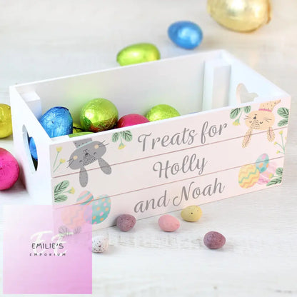 Personalised Easter White Wooden Crate