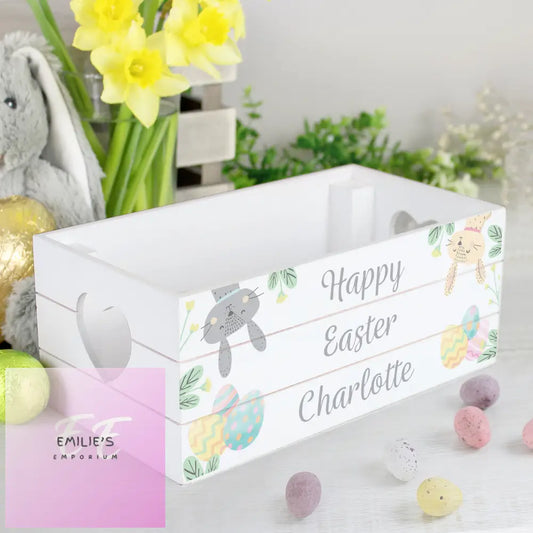 Personalised Easter White Wooden Crate