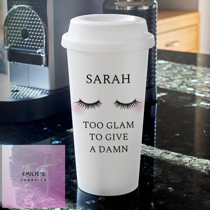 Personalised Eyelashes Insulated Reusable Eco Travel Cup Cup