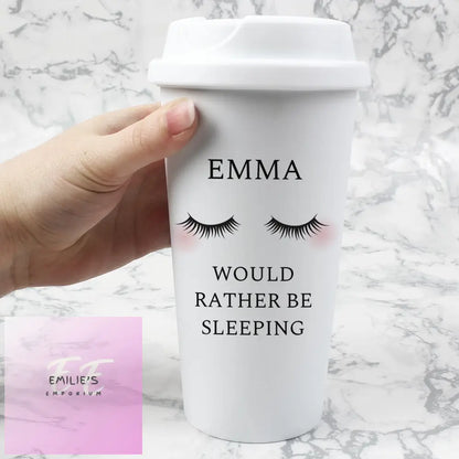 Personalised Eyelashes Insulated Reusable Eco Travel Cup Cup