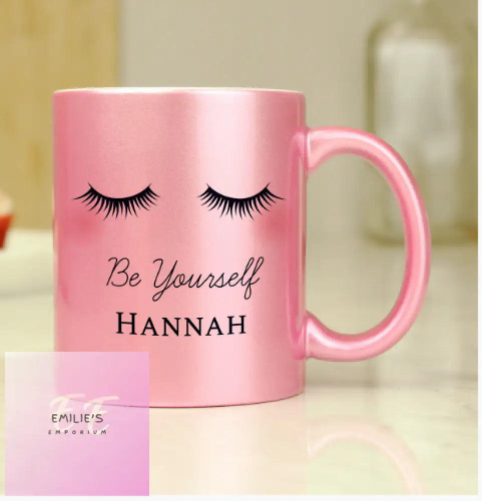 Personalised Eyelashes Pink Glitter Mug