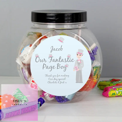 Personalised Fabulous Pageboy Sweet Jar