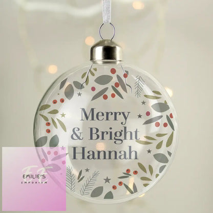 Personalised Festive Christmas Glass Bauble