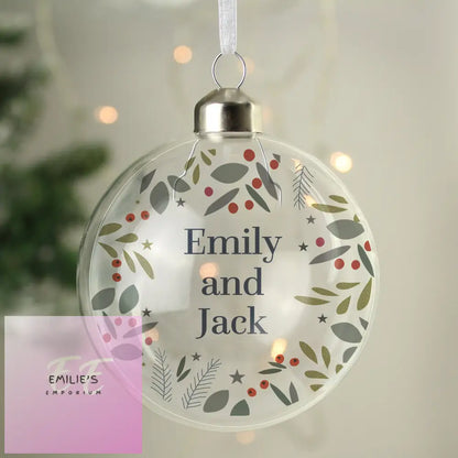 Personalised Festive Christmas Glass Bauble