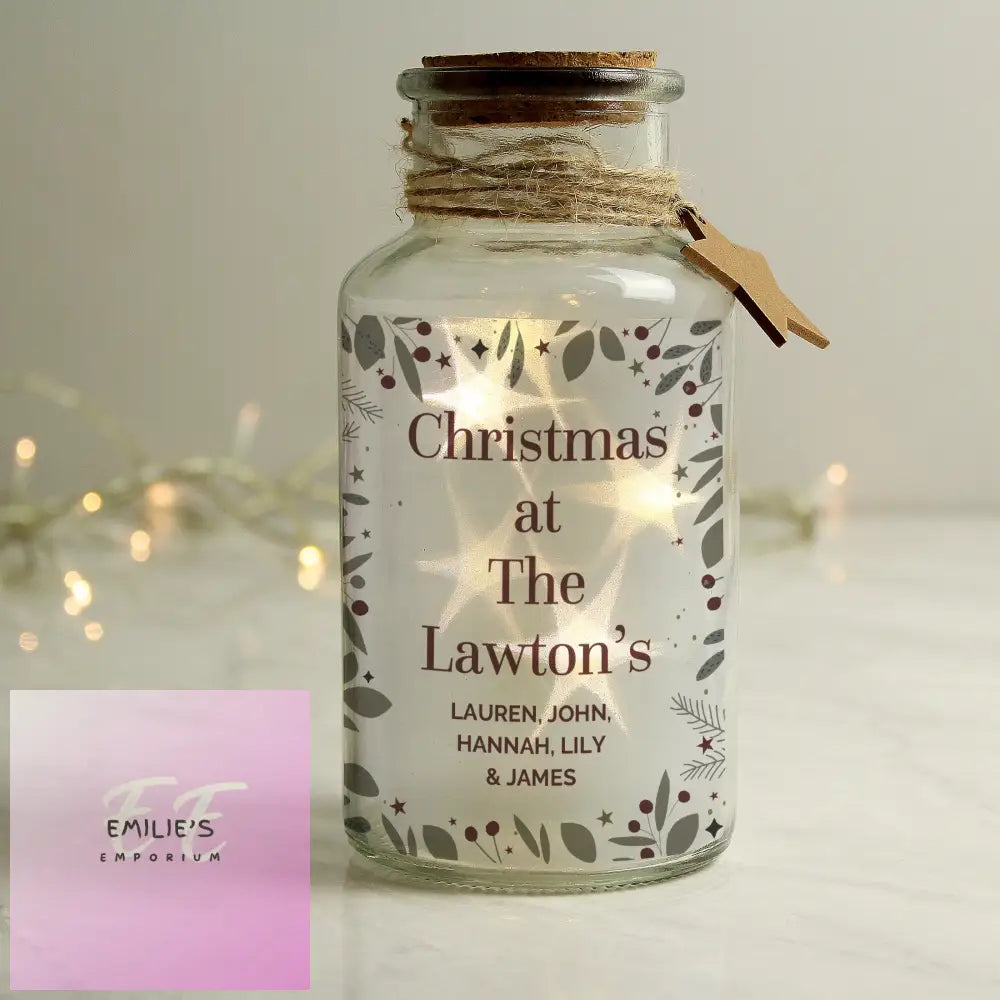 Personalised Festive Christmas Led Glass Jar