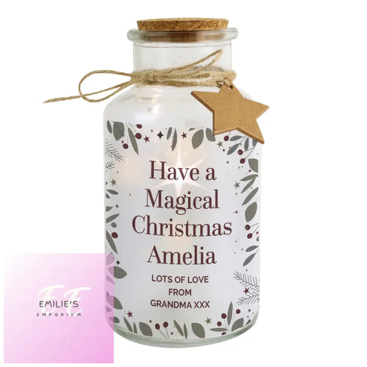 Personalised Festive Christmas Led Glass Jar