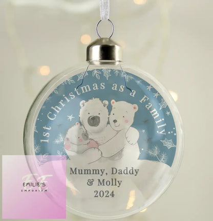 Personalised First Christmas As A Family Glass Bauble