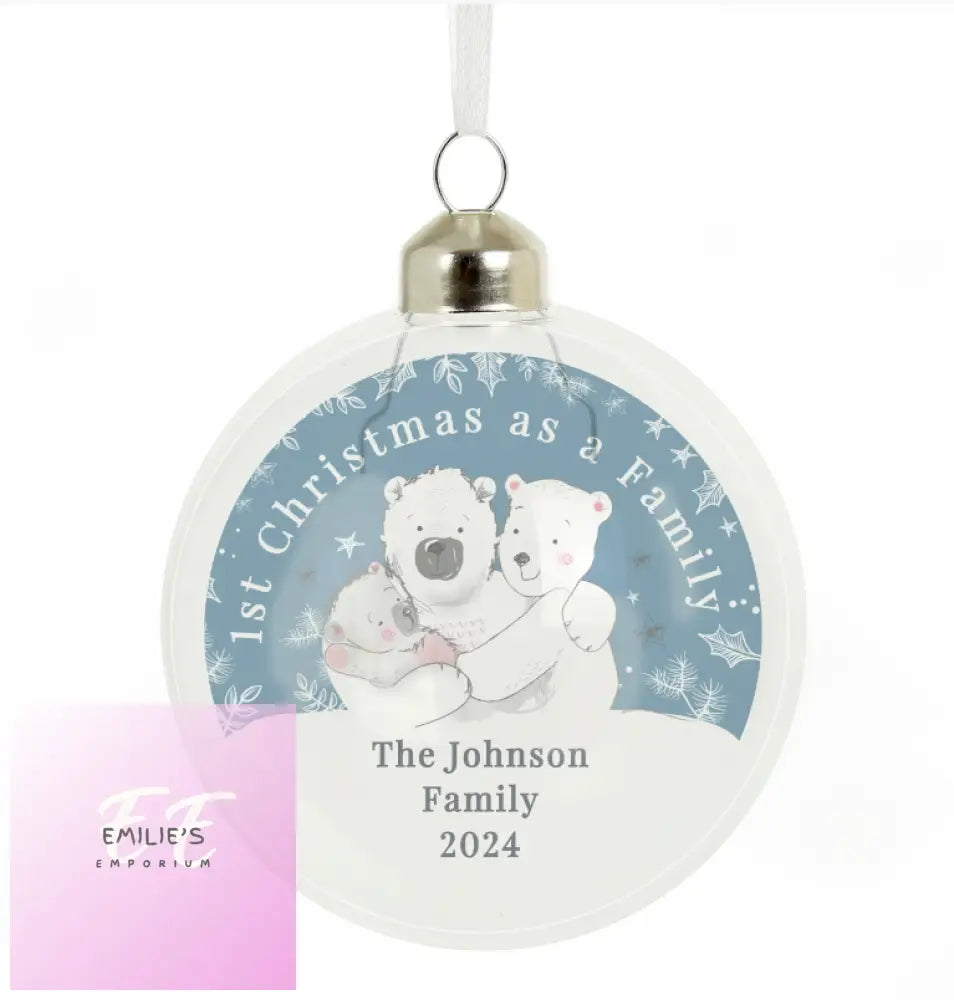 Personalised First Christmas As A Family Glass Bauble