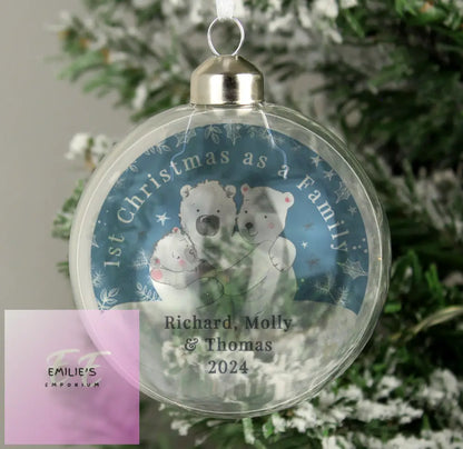 Personalised First Christmas As A Family Glass Bauble