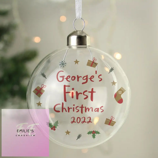 Personalised First Christmas Glass Bauble