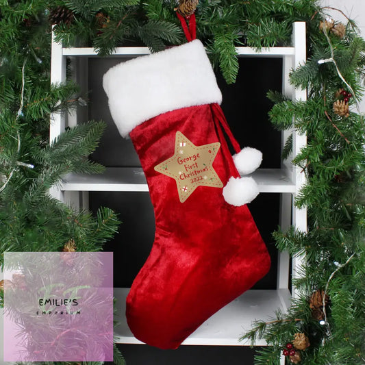 Personalised First Christmas Red Stocking