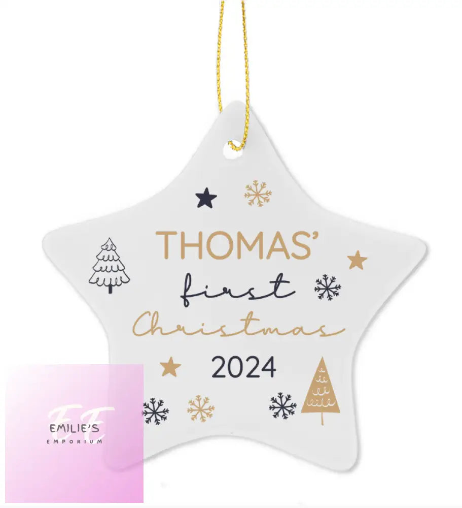 Personalised First Christmas Star Tree Decoration