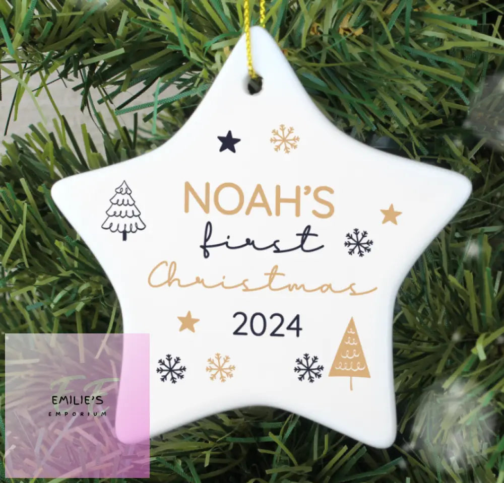 Personalised First Christmas Star Tree Decoration