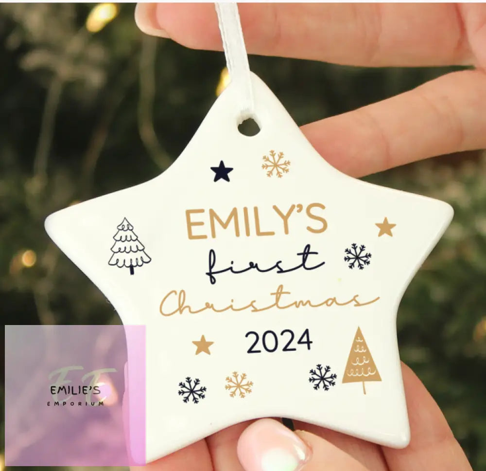 Personalised First Christmas Star Tree Decoration